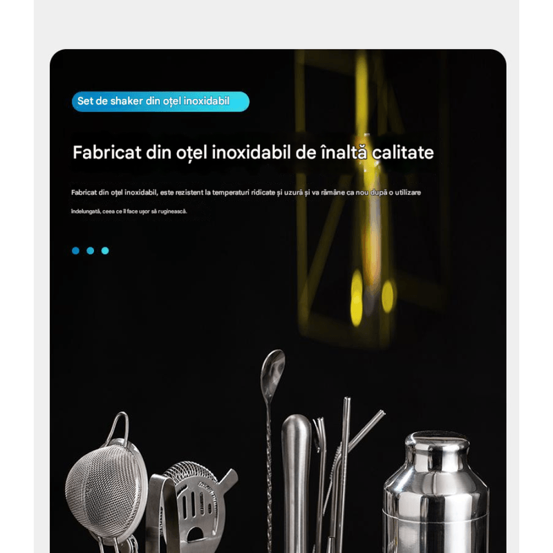 Casa si Gradina - Bucatarie si vesela - Accesorii bar - Shakere - Set Barman Arvada® ShakerPro, 23 Piese, Suport Acrilic, Shaker 500ml, Otel Inoxidabil, Kit Complet Cocktail, Profesional - Infinity.ro