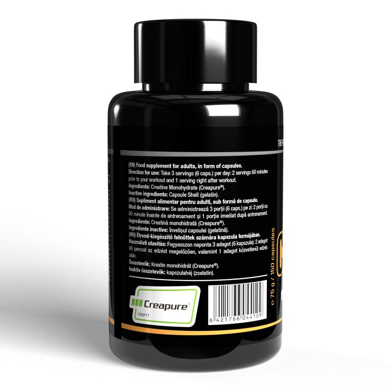 Ingrijire personala si Cosmetice - Sanatate si wellness - Nutritie sportiva - Creatina - Creatina monohidrata, Creatine Creapure®, 150 capsule x 500 mg - Infinity.ro
