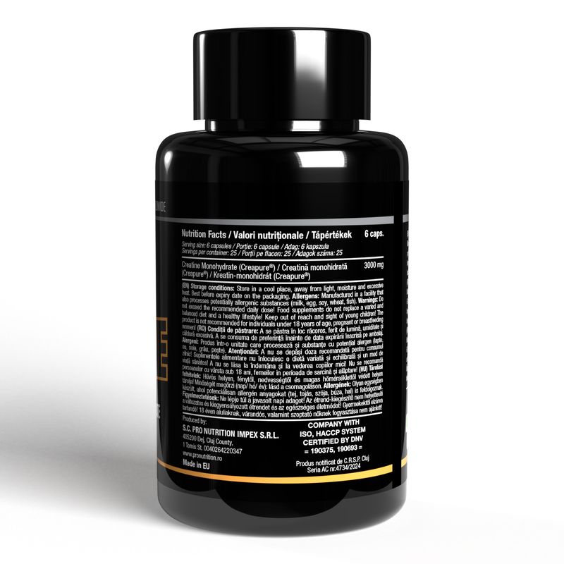 Ingrijire personala si Cosmetice - Sanatate si wellness - Nutritie sportiva - Creatina - Creatina monohidrata, Creatine Creapure®, 150 capsule x 500 mg - Infinity.ro