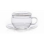 Casa si Gradina - Bucatarie si vesela - Cani si pahare - Cani si cesti - Set 2 cani din sticla Creano, 200 ml, cu farfurioara si capac, pentru ceai si cappuccino - Infinity.ro