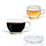 Casa si Gradina - Bucatarie si vesela - Cani si pahare - Cani si cesti - Set 2 cani din sticla Creano, 200 ml, cu farfurioara si capac, pentru ceai si cappuccino - Infinity.ro
