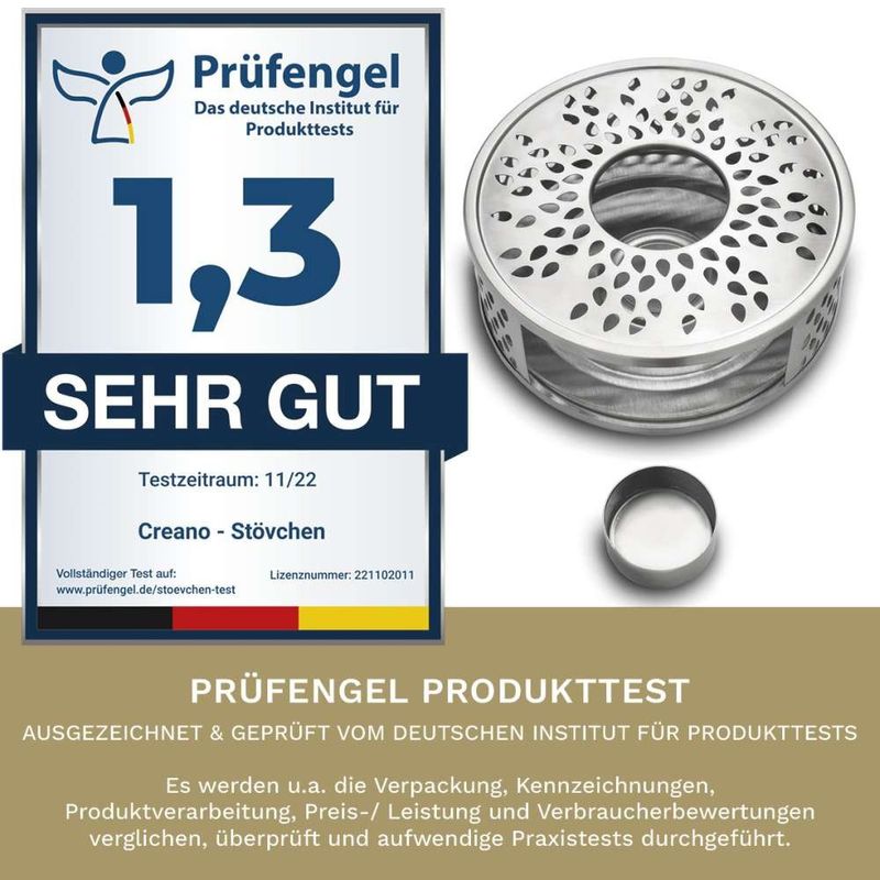 Casa si Gradina - Bucatarie si vesela - Vase pentru gatit - Accesorii ceai - Suport incalzire ceainic Creano Leaf, din inox, cu suport pentru lumanare - Infinity.ro