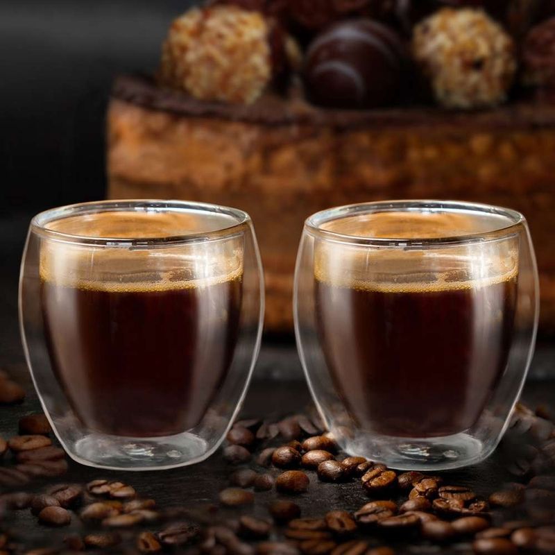 Casa si Gradina - Bucatarie si vesela - Cani si pahare - Cani si cesti - Set 2 pahare espresso termice Creano, 100 ml, sticla borosilicata, perete dublu - Infinity.ro