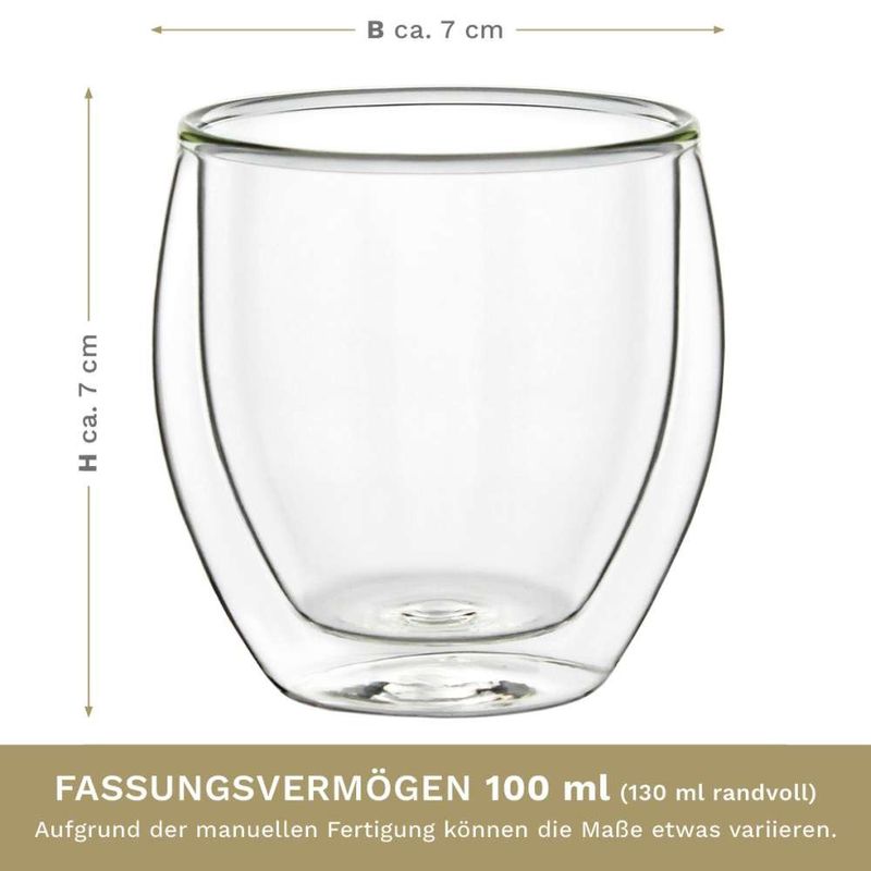Casa si Gradina - Bucatarie si vesela - Cani si pahare - Cani si cesti - Set 2 pahare espresso termice Creano, 100 ml, sticla borosilicata, perete dublu - Infinity.ro