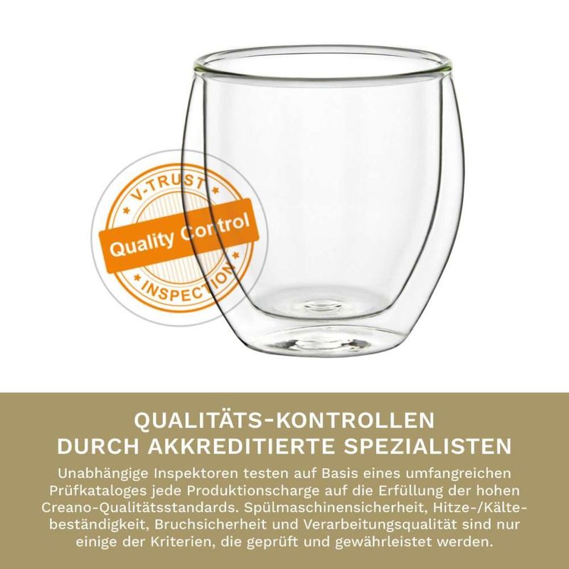 Casa si Gradina - Bucatarie si vesela - Cani si pahare - Cani si cesti - Set 2 pahare espresso termice Creano, 100 ml, sticla borosilicata, perete dublu - Infinity.ro
