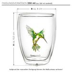 Casa si Gradina - Bucatarie si vesela - Cani si pahare - Pahare - Set 6 pahare termice Creano Hummi, 250 ml, sticla borosilicata, perete dublu, decor colibri - Infinity.ro