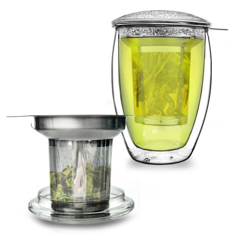 Casa si Gradina - Bucatarie si vesela - Vase pentru gatit - Ceainice si infuzoare - Pahar termic pentru ceai Creano, 400 ml, perete dublu, cu infuzor din inox si capac - Infinity.ro