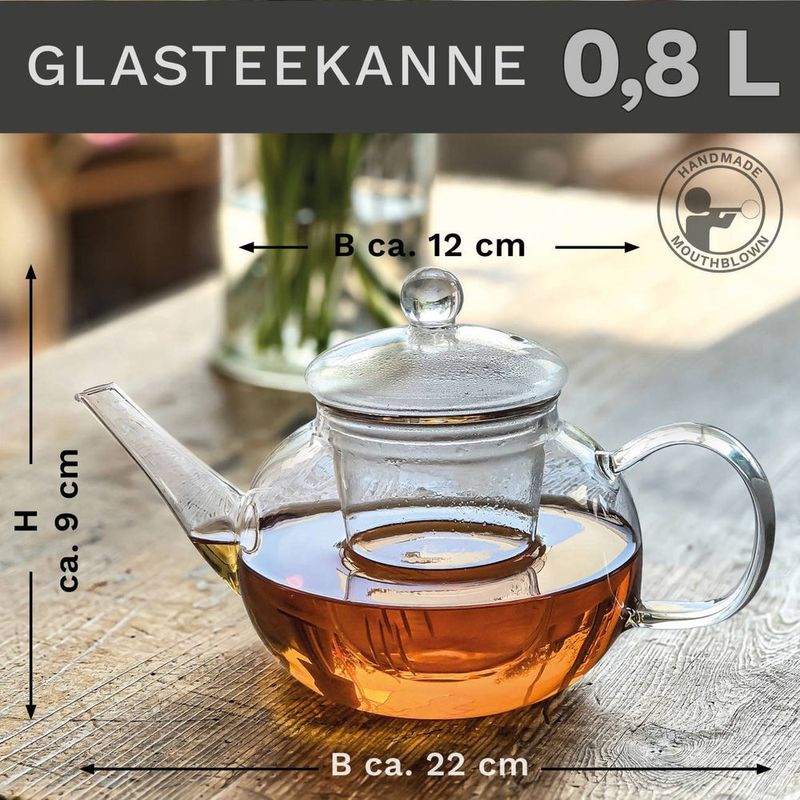 Casa si Gradina - Bucatarie si vesela - Vase pentru gatit - Ceainice si infuzoare - Ceainic din sticla Creano, 0,8 L, cu infuzor din sticla si capac, pentru ceai vrac - Infinity.ro