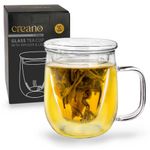 Casa si Gradina - Bucatarie si vesela - Vase pentru gatit - Ceainice si infuzoare - Cana pentru ceai Creano, 450 ml, sticla borosilicata, cu infuzor si capac din sticla - Infinity.ro