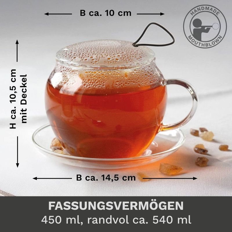Casa si Gradina - Bucatarie si vesela - Vase pentru gatit - Ceainice si infuzoare - Cana pentru ceai Creano Jumbo, 450 ml, sticla borosilicata, cu maner - Infinity.ro