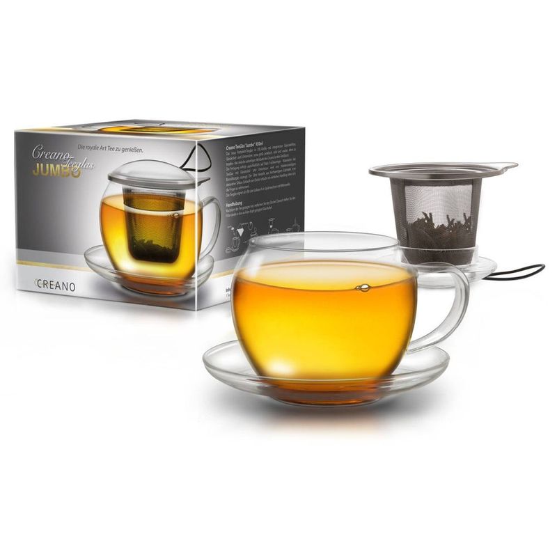 Casa si Gradina - Bucatarie si vesela - Vase pentru gatit - Ceainice si infuzoare - Cana pentru ceai Creano Jumbo, 450 ml, sticla borosilicata, cu maner - Infinity.ro