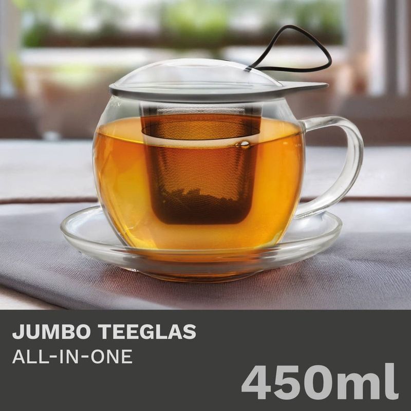 Casa si Gradina - Bucatarie si vesela - Vase pentru gatit - Ceainice si infuzoare - Cana pentru ceai Creano Jumbo, 450 ml, sticla borosilicata, cu maner - Infinity.ro