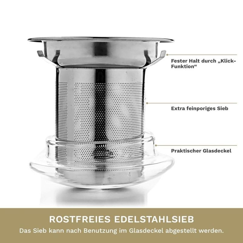 Casa si Gradina - Bucatarie si vesela - Vase pentru gatit - Ceainice si infuzoare - Pahar pentru ceai Creano All-in-One, 400 ml, cu infuzor din inox si capac din sticla - Infinity.ro