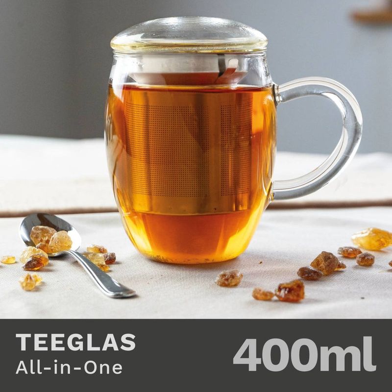 Casa si Gradina - Bucatarie si vesela - Vase pentru gatit - Ceainice si infuzoare - Pahar pentru ceai Creano All-in-One, 400 ml, cu infuzor din inox si capac din sticla - Infinity.ro