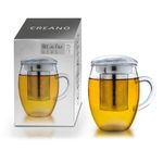 Casa si Gradina - Bucatarie si vesela - Vase pentru gatit - Ceainice si infuzoare - Pahar pentru ceai Creano All-in-One, 400 ml, cu infuzor din inox si capac din sticla - Infinity.ro