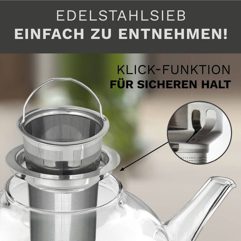 Casa si Gradina - Bucatarie si vesela - Vase pentru gatit - Ceainice si infuzoare - Ceainic din sticla Creano All-in-One, 0,8 L, cu infuzor din inox si capac, anti-picurare - Infinity.ro