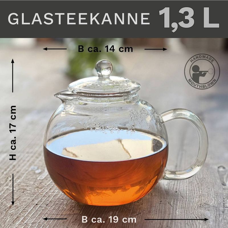 Casa si Gradina - Bucatarie si vesela - Vase pentru gatit - Ceainice si infuzoare - Ceainic din sticla Creano All-in-One, 1,3 L, cu infuzor din inox si capac, anti-picurare - Infinity.ro