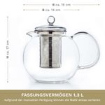 Casa si Gradina - Bucatarie si vesela - Vase pentru gatit - Ceainice si infuzoare - Ceainic din sticla Creano All-in-One, 1,3 L, cu infuzor din inox si capac, anti-picurare - Infinity.ro
