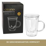 Casa si Gradina - Bucatarie si vesela - Vase pentru gatit - Ceainice si infuzoare - Cana pentru ceai Creano, 400 ml, sticla borosilicata, cu infuzor si capac din sticla - Infinity.ro