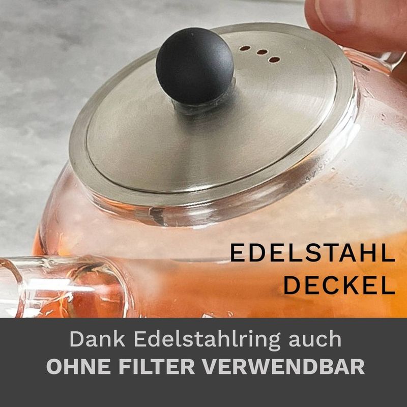 Casa si Gradina - Bucatarie si vesela - Vase pentru gatit - Ceainice si infuzoare - Ceainic din sticla Creano, 1 L, cu sita din inox si capac, pentru ceai vrac - Infinity.ro