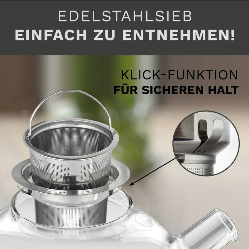 Casa si Gradina - Bucatarie si vesela - Vase pentru gatit - Ceainice si infuzoare - Ceainic din sticla Creano, 1 L, cu sita din inox si capac, pentru ceai vrac - Infinity.ro