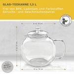 Casa si Gradina - Bucatarie si vesela - Vase pentru gatit - Ceainice si infuzoare - Ceainic din sticla Creano, 1,3 L, cu infuzor din inox, capac si 2 flori de ceai - Infinity.ro