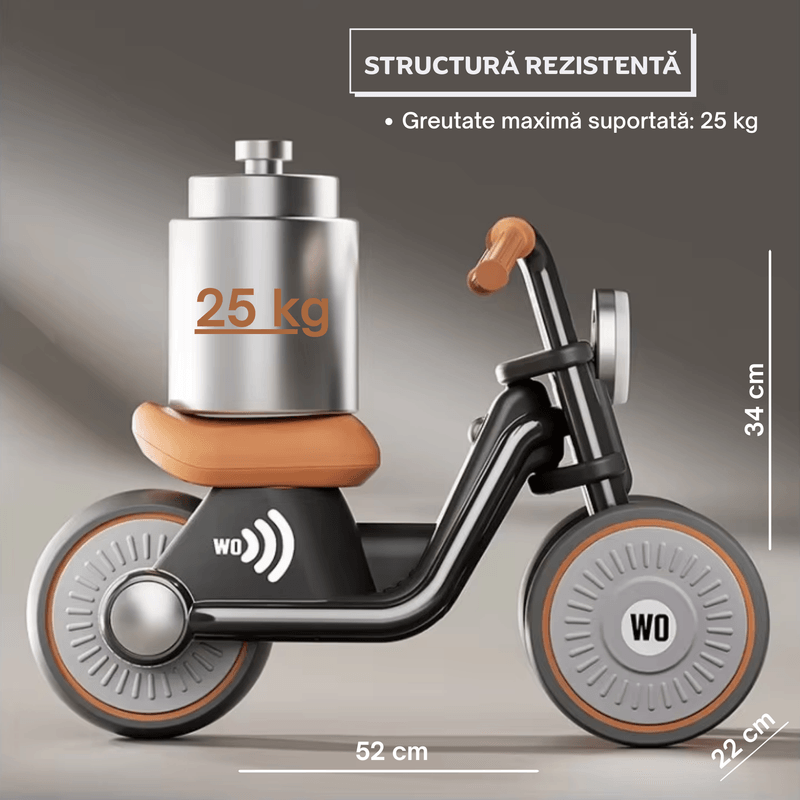 Jucarii, Copii si Bebe - Jucarii si jocuri - Jucarii de exterior - Masinute si vehicule pentru copii - Motocicletă fără pedale pentru copii, bicicletă pentru echilibru cu lumini și muzică, roți duble, pentru 18+ luni - Infinity.ro