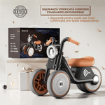 Jucarii, Copii si Bebe - Jucarii si jocuri - Jucarii de exterior - Masinute si vehicule pentru copii - Motocicletă fără pedale pentru copii, bicicletă pentru echilibru cu lumini și muzică, roți duble, pentru 18+ luni - Infinity.ro