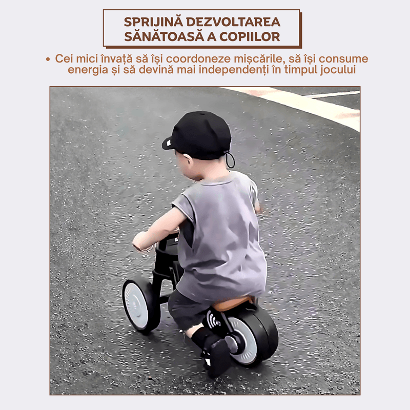 Jucarii, Copii si Bebe - Jucarii si jocuri - Jucarii de exterior - Masinute si vehicule pentru copii - Motocicletă fără pedale pentru copii, bicicletă pentru echilibru cu lumini și muzică, roți duble, pentru 18+ luni - Infinity.ro