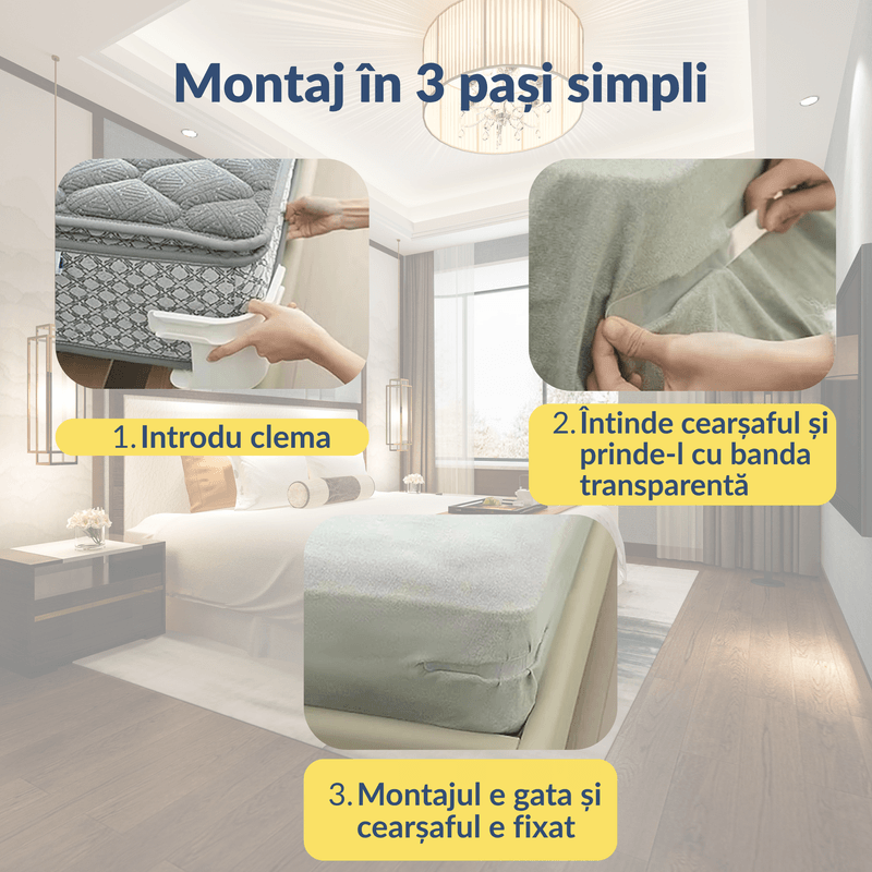 Casa si Gradina - Textile si covoare - Lenjerii de pat - Cearceafuri de pat - Set 4 suporturi pentru cearsaf, clips prindere pentru saltea, antialunecare, pentru cearsaf simplu sau cu elastic, gri - Infinity.ro