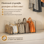 Casa si Gradina - Mobilier - Organizare si depozitare - Organizatoare pentru sertare si dulapuri - Organizator posete transparent, suport depozitare genti cu separatoare, anti-alunecare, pentru dulap, dressing sau raft - Infinity.ro
