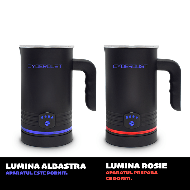 Electronice si Electrocasnice - Electrocasnice bucatarie - Preparare bauturi - Spumator de lapte 4in1 CYBERDUST, Spuma calda/rece, Lapte vegetal,Matcha,Latte,Cappuccino,Machiatto,Mocha,140/160/430ml - Infinity.ro
