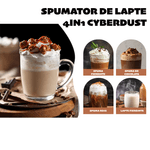 Electronice si Electrocasnice - Electrocasnice bucatarie - Preparare bauturi - Spumator de lapte 4in1 CYBERDUST, Spuma calda/rece, Lapte vegetal,Matcha,Latte,Cappuccino,Machiatto,Mocha,140/160/430ml - Infinity.ro