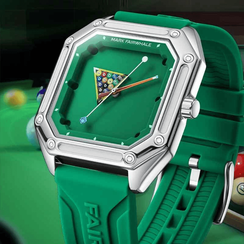 Fashion, accesorii si bijuterii - Barbati - Bijuterii barbati - Ceasuri barbati - Ceas barbatesc Mark Fairwhale FW-5047, quartz, cadran tip biliard, carcasa patrata 41mm, curea silicon, 30M - Infinity.ro