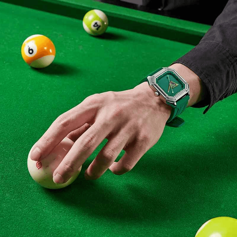 Fashion, accesorii si bijuterii - Barbati - Bijuterii barbati - Ceasuri barbati - Ceas barbatesc Mark Fairwhale FW-5047, quartz, cadran tip biliard, carcasa patrata 41mm, curea silicon, 30M - Infinity.ro