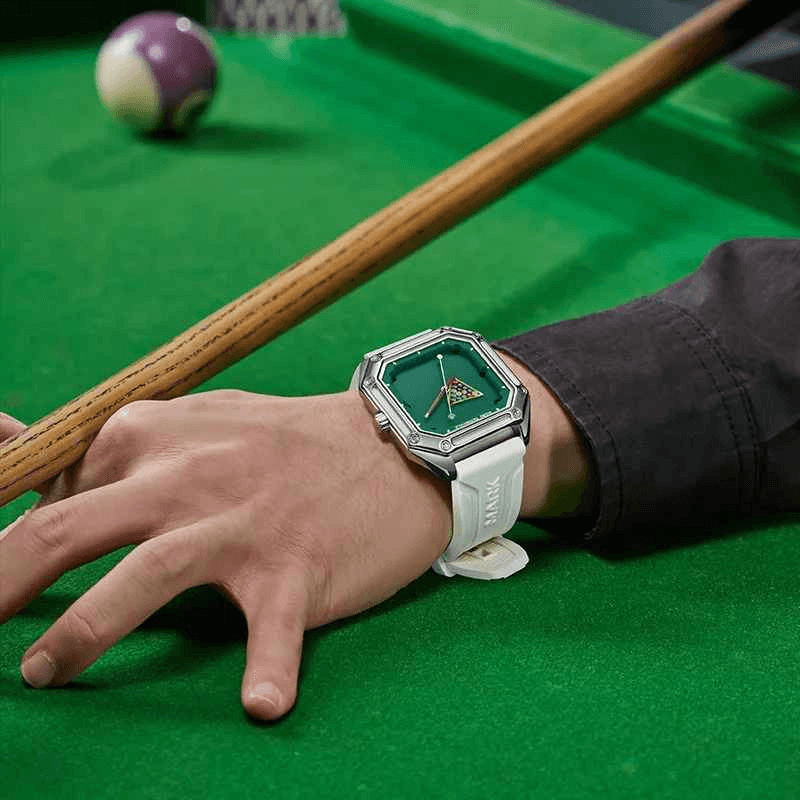 Fashion, accesorii si bijuterii - Barbati - Bijuterii barbati - Ceasuri barbati - Ceas barbatesc Mark Fairwhale FW-5047, quartz, cadran tip biliard, carcasa patrata 41mm, curea silicon, 30M - Infinity.ro