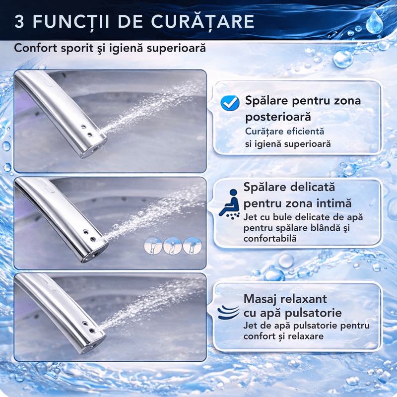 Casa si Gradina - Sanitare - Obiecte sanitare - Accesorii vase de toaleta - Capac toaleta cu bideu, apa calda, spalare si uscare, colac incalzit, telecomanda, autocuratare, lumina de noapte - Infinity.ro