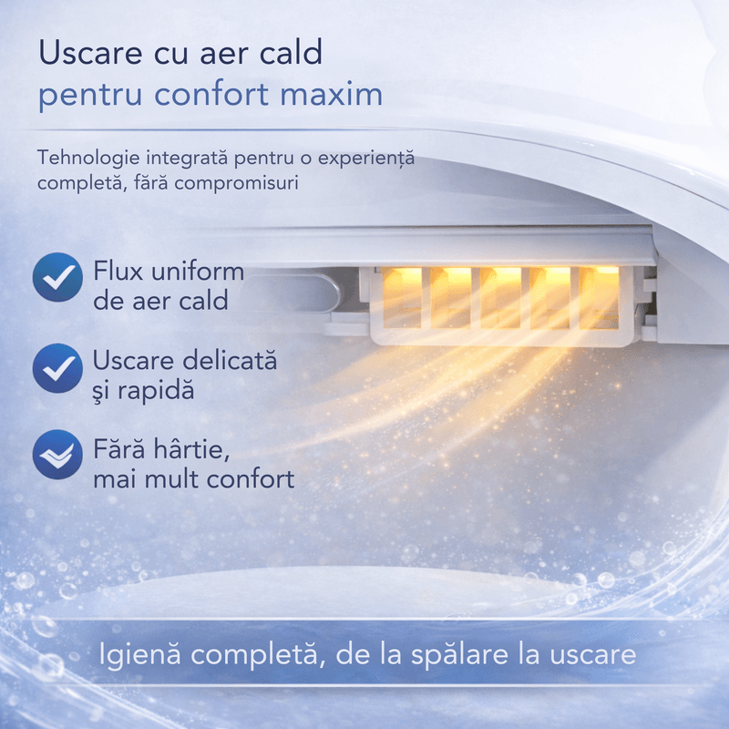 Casa si Gradina - Sanitare - Obiecte sanitare - Accesorii vase de toaleta - Capac toaleta cu bideu, apa calda, spalare si uscare, colac incalzit, telecomanda, autocuratare, lumina de noapte - Infinity.ro