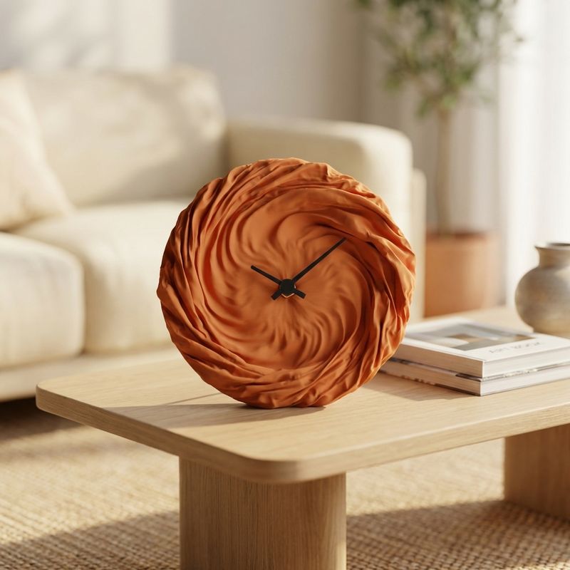 Casa si Gradina - Decoratiuni - Ceasuri - Ceas Decorativ cu Textura Drapata, Portocaliu, 19 cm - Infinity.ro