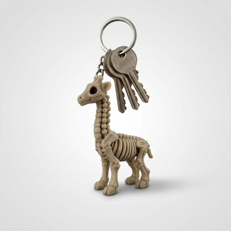 Fashion, accesorii si bijuterii - Femei - Accesorii femei - Alte accesorii femei - Breloc Silueta Scheletica Girafa, Bej, 10 cm - Infinity.ro