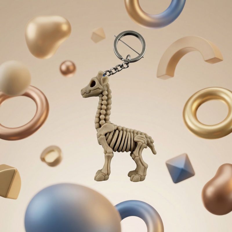 Fashion, accesorii si bijuterii - Femei - Accesorii femei - Alte accesorii femei - Breloc Silueta Scheletica Girafa, Bej, 10 cm - Infinity.ro