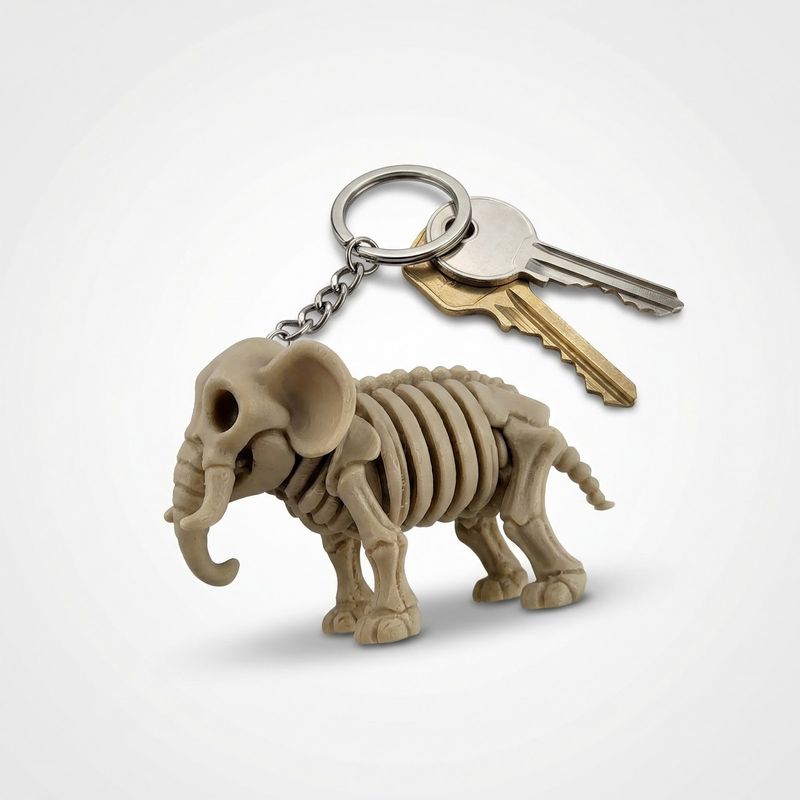 Fashion, accesorii si bijuterii - Femei - Accesorii femei - Alte accesorii femei - Breloc Silueta Exotica Elefant Scheletic, Bej, 10 cm - Infinity.ro
