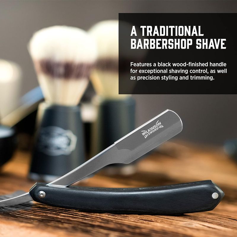 Ingrijire personala si Cosmetice - Aparate & accesorii ingrijire personala - Aparate de ras si tuns - Aparate de ras clasice - Brici pentru ras si barbierit Wilkinson Classic The Pioneer, maner de lemn si otel inoxidabil - Infinity.ro
