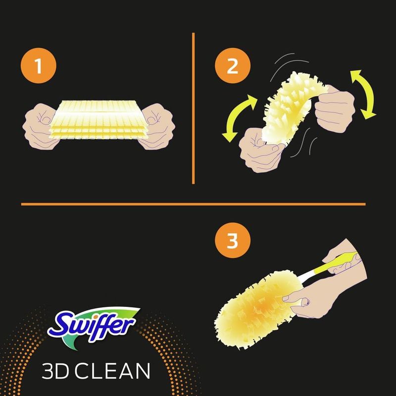 Market - Curatenie si intretinere casa - Produse menaj - Accesorii curatenie - Rezerve pamatuf pentru curatarea prafului Swiffer Duster 3D Clean, 10 bucati - Infinity.ro