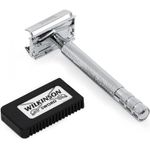 Ingrijire personala si Cosmetice - Aparate & accesorii ingrijire personala - Aparate de ras si tuns - Aparate de ras clasice - Aparat de ras si barbierit Wilkinson Clasic The Edger cu margine dubla, Inox, + 5 lame de rezerva, Gri - Infinity.ro