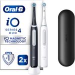 Ingrijire personala si Cosmetice - Igiena dentara - Periute de dinti electrice - Set 2 x Periuta de dinti electrica Oral-B iO4 cu Tehnologie Magnetica si Micro-Vibratii, Senzor Smart, Alb/Negru - Infinity.ro