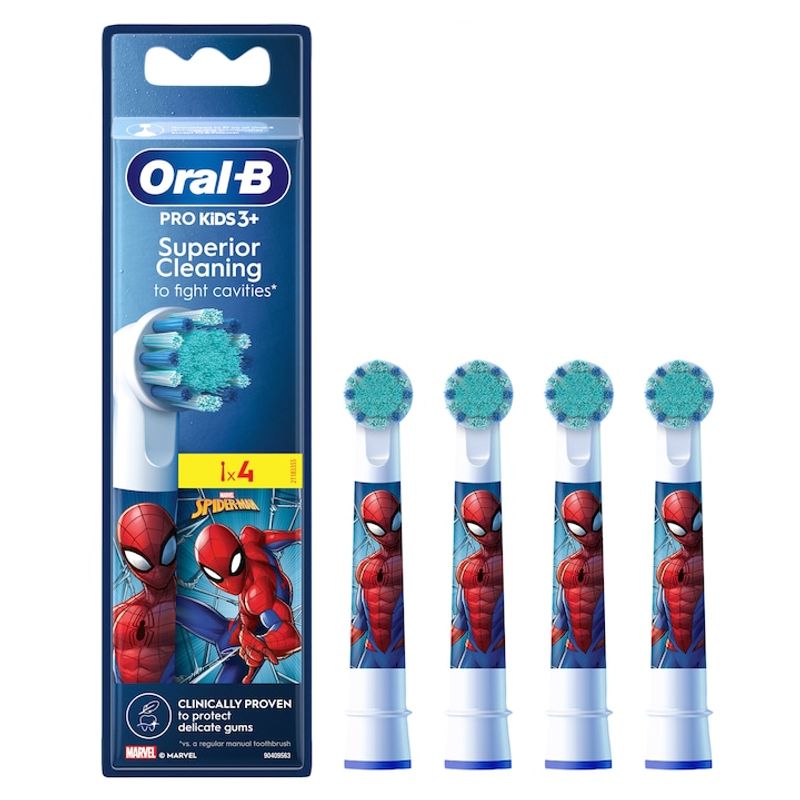 Ingrijire personala si Cosmetice - Igiena dentara - Rezerve si accesorii - Rezerve periuta de dinti electrica pentru copii Oral-B Pro Kids Spiderman, 4 buc - Infinity.ro