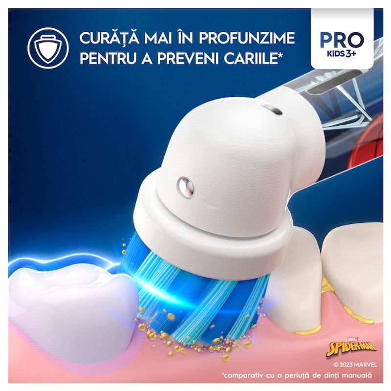 Ingrijire personala si Cosmetice - Igiena dentara - Rezerve si accesorii - Rezerve periuta de dinti electrica pentru copii Oral-B Pro Kids Spiderman, 4 buc - Infinity.ro