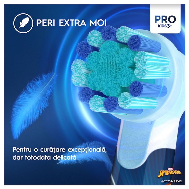 Ingrijire personala si Cosmetice - Igiena dentara - Rezerve si accesorii - Rezerve periuta de dinti electrica pentru copii Oral-B Pro Kids Spiderman, 4 buc - Infinity.ro