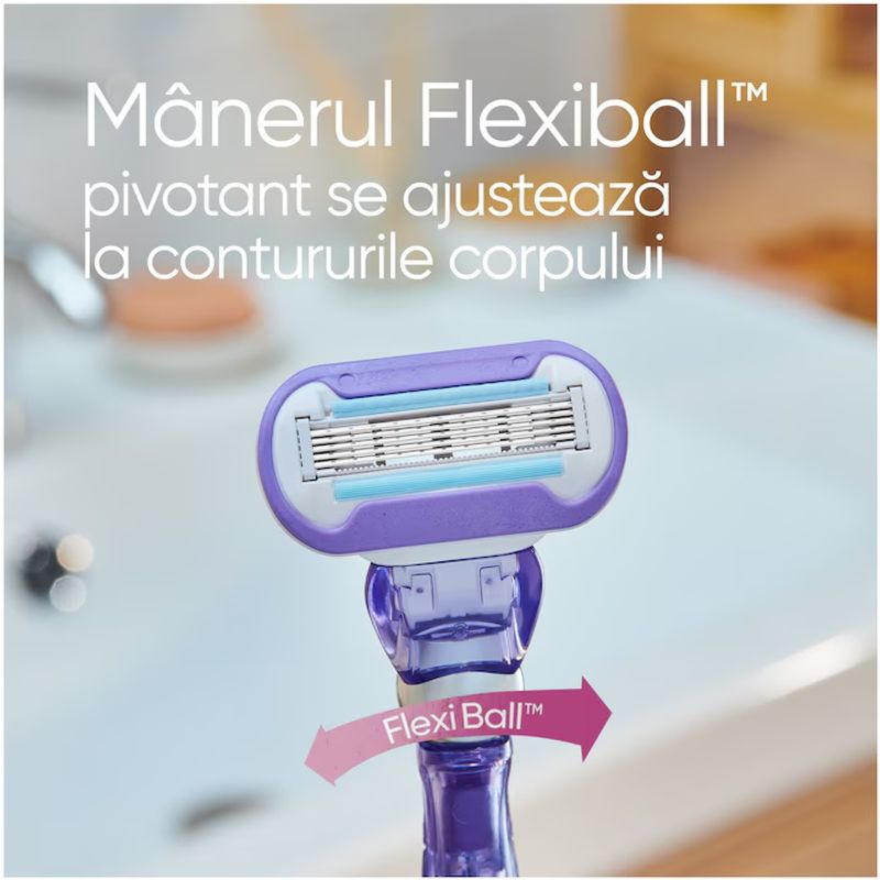 Ingrijire personala si Cosmetice - Aparate & accesorii ingrijire personala - Aparate de ras si tuns - Aparate de ras clasice - Aparat de ras clasic Gillette Venus Swirl Smooth, mov, set cu 2 piese de schimb - Infinity.ro